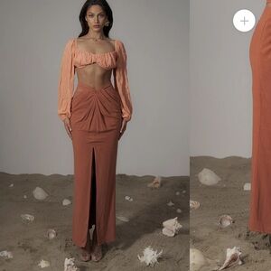 JLuxLabel Terracotta Dreamland Linen Skirt